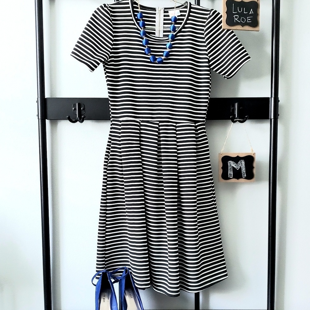 LulaRoe Black and White Striped Amelia